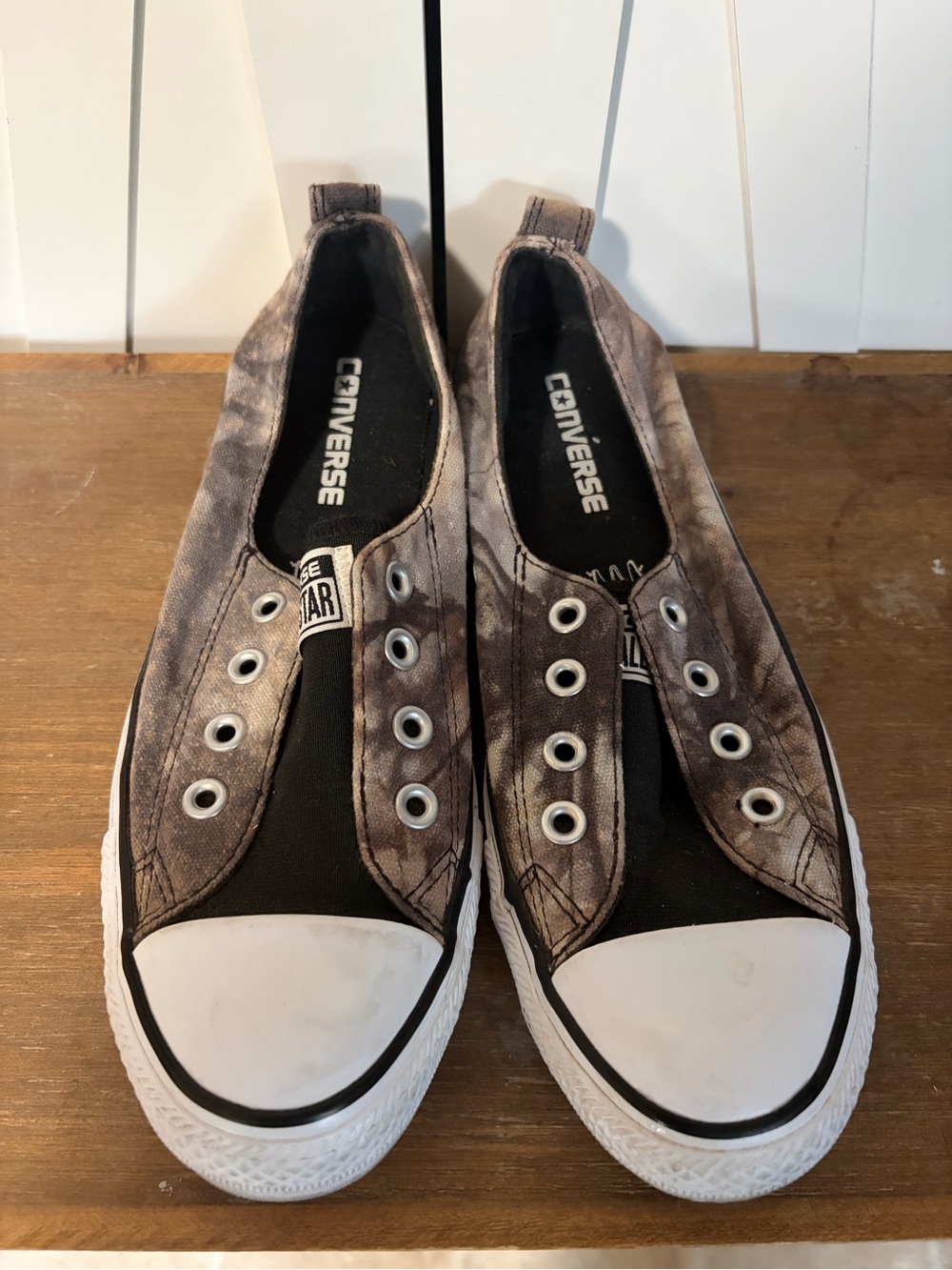 Converse Brown Camo Laceless Slip-On Canvas Sneakers